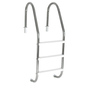 ESCADA TRADICIONAL 1 1/2'' EM AÇO INOX COM DEGRAU ANATÔMICO EM ABS - SODRAMAR